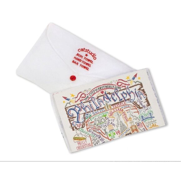 Philadelphia Catstudio Souvenir Tea Towel Kitchen Dish Hand Bar New - Picture 1 of 2